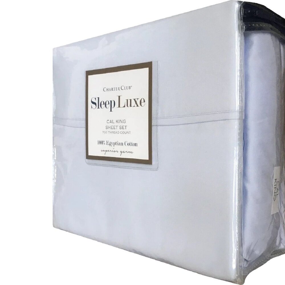 new LIGHT BLUE Charter Club Sleep Luxe 700 TC Egyptian Cotton Cal King Sheet Set